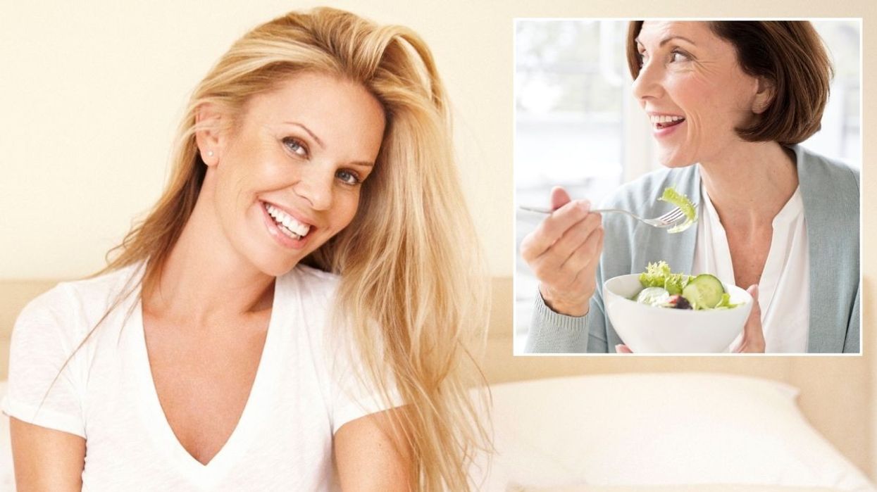 Woman with beautiful skin / Woman eating salad