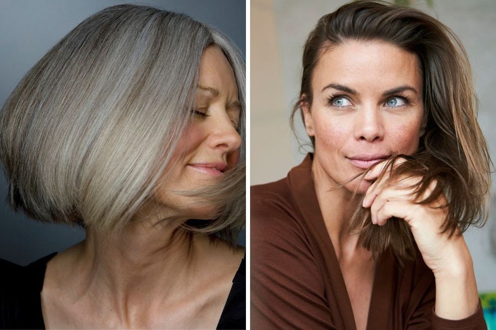 Woman with bob haircut / Woman with shoulder-length hair