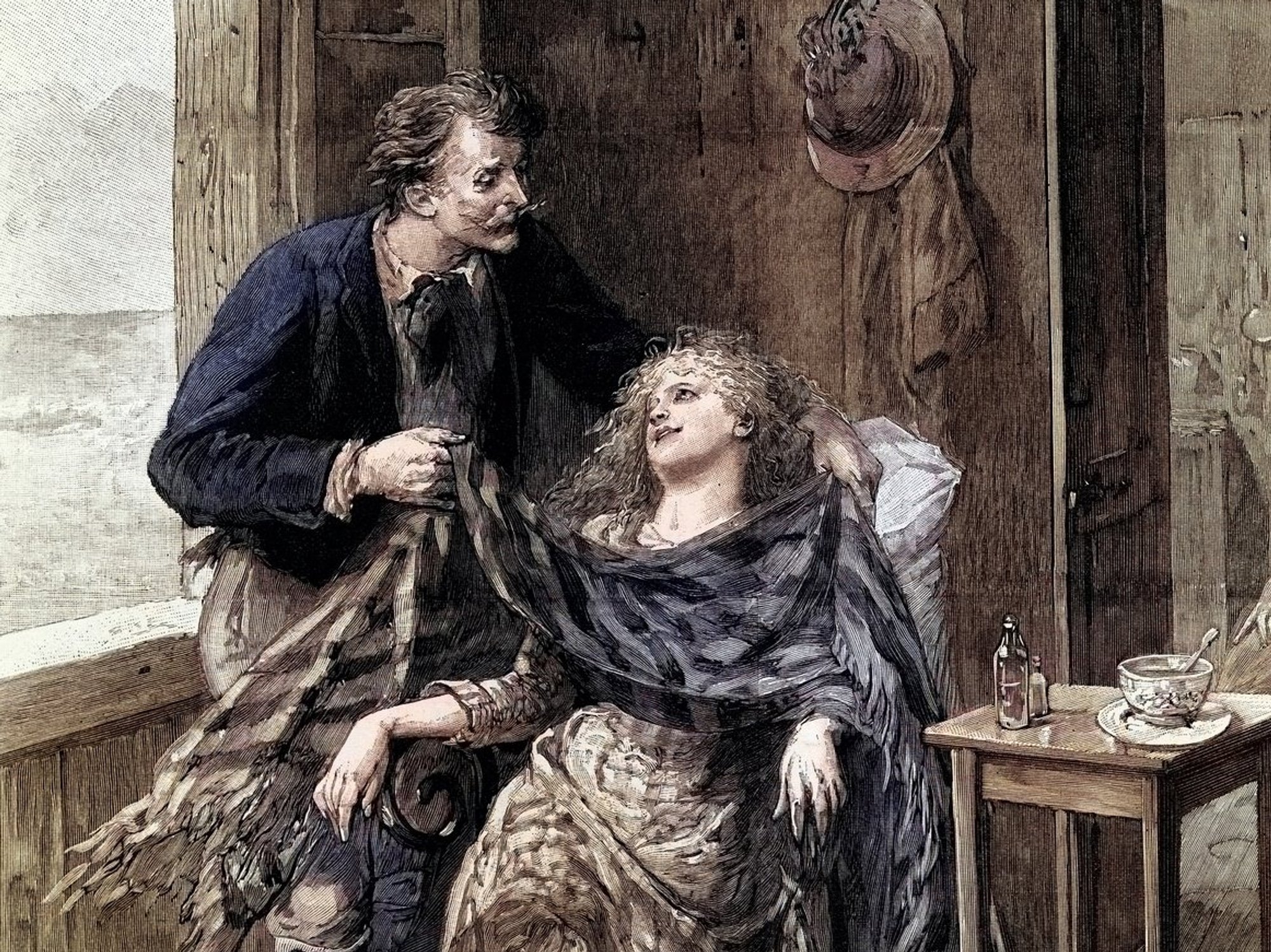 Woman with cold drawing