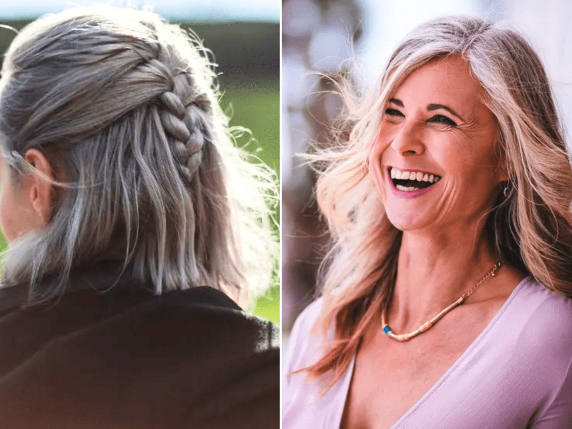 Woman with grey hair / Mature woman with grey hair