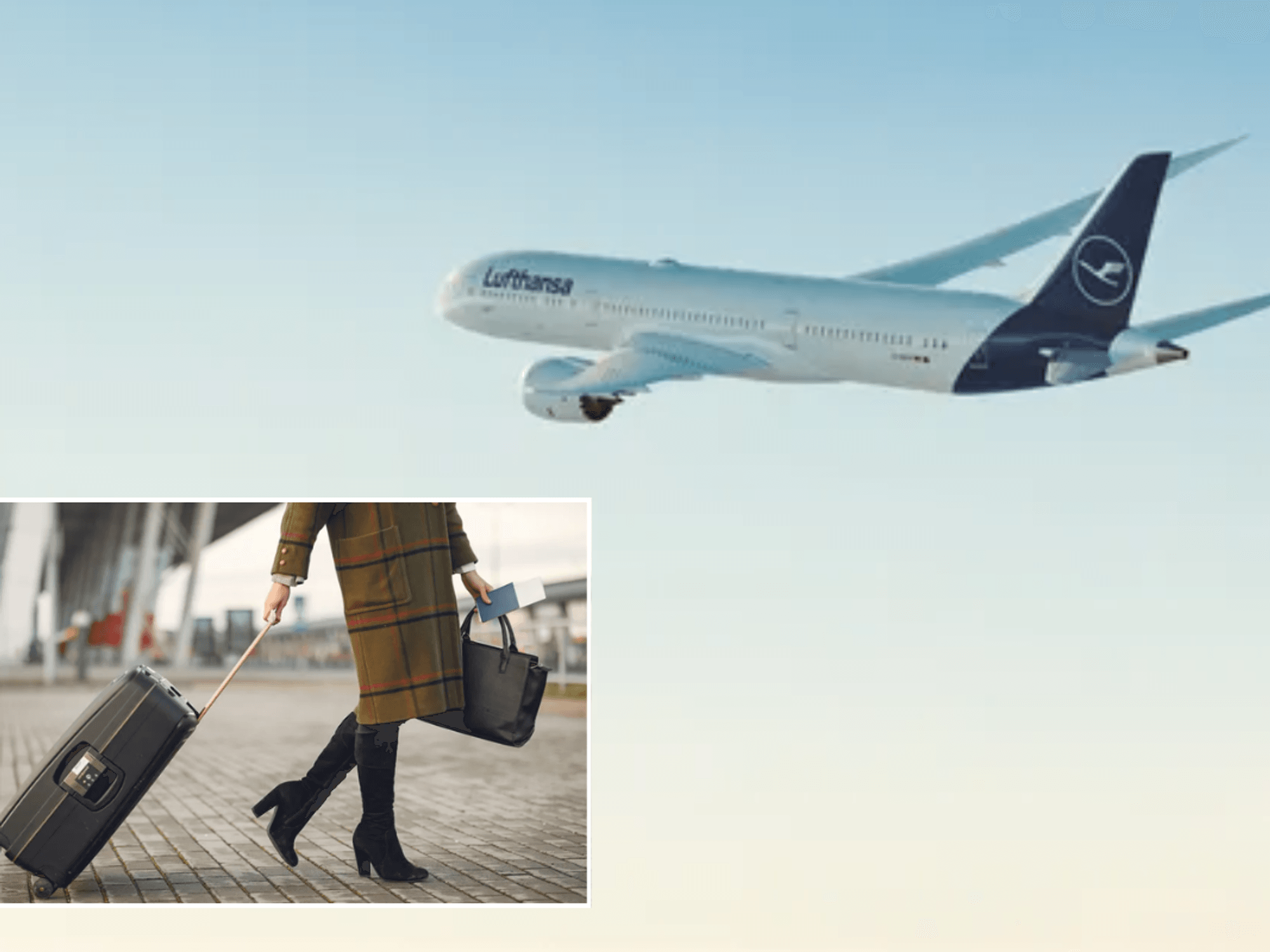 Woman with luggage / Lufthansa plane