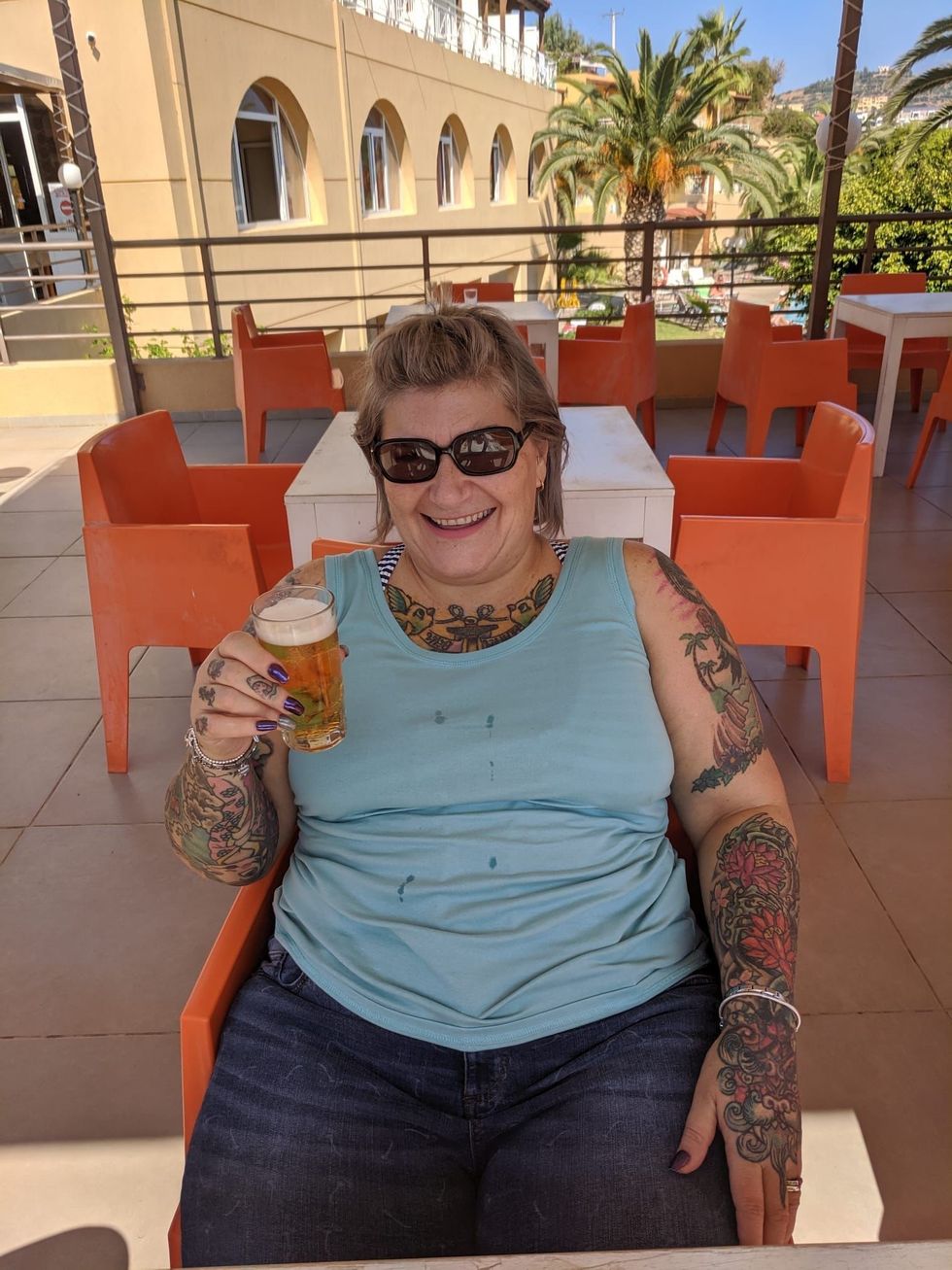 Woman with pint before weight loss