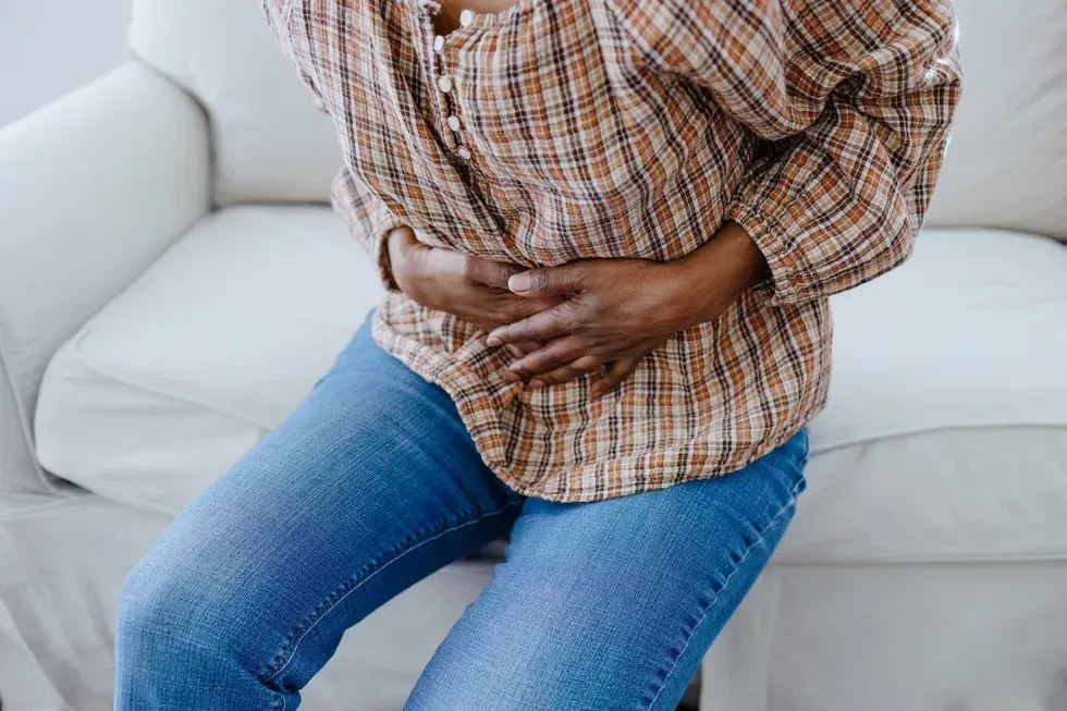woman with stomach pain