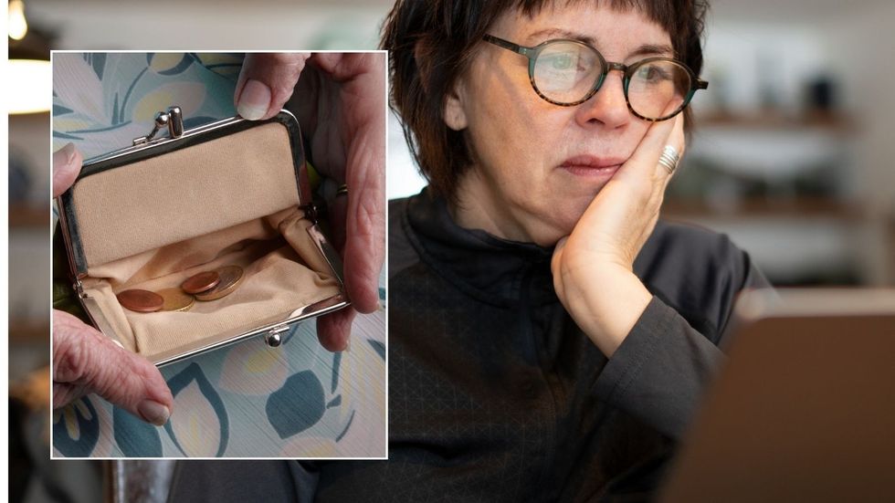 Woman worried and empty purse