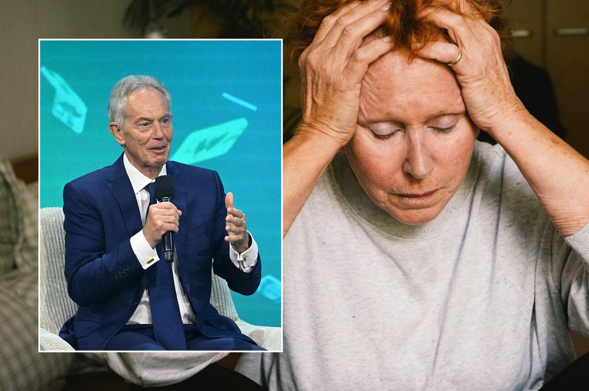 Woman worried and Tony Blair