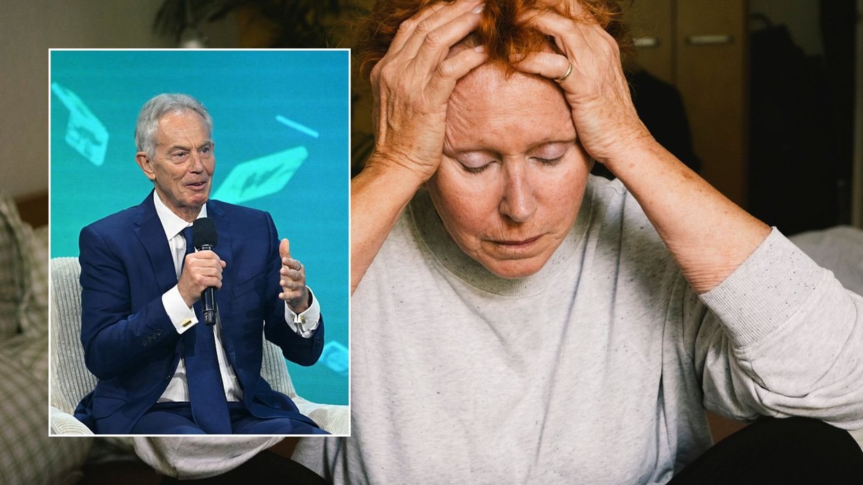 Woman worried and Tony Blair
