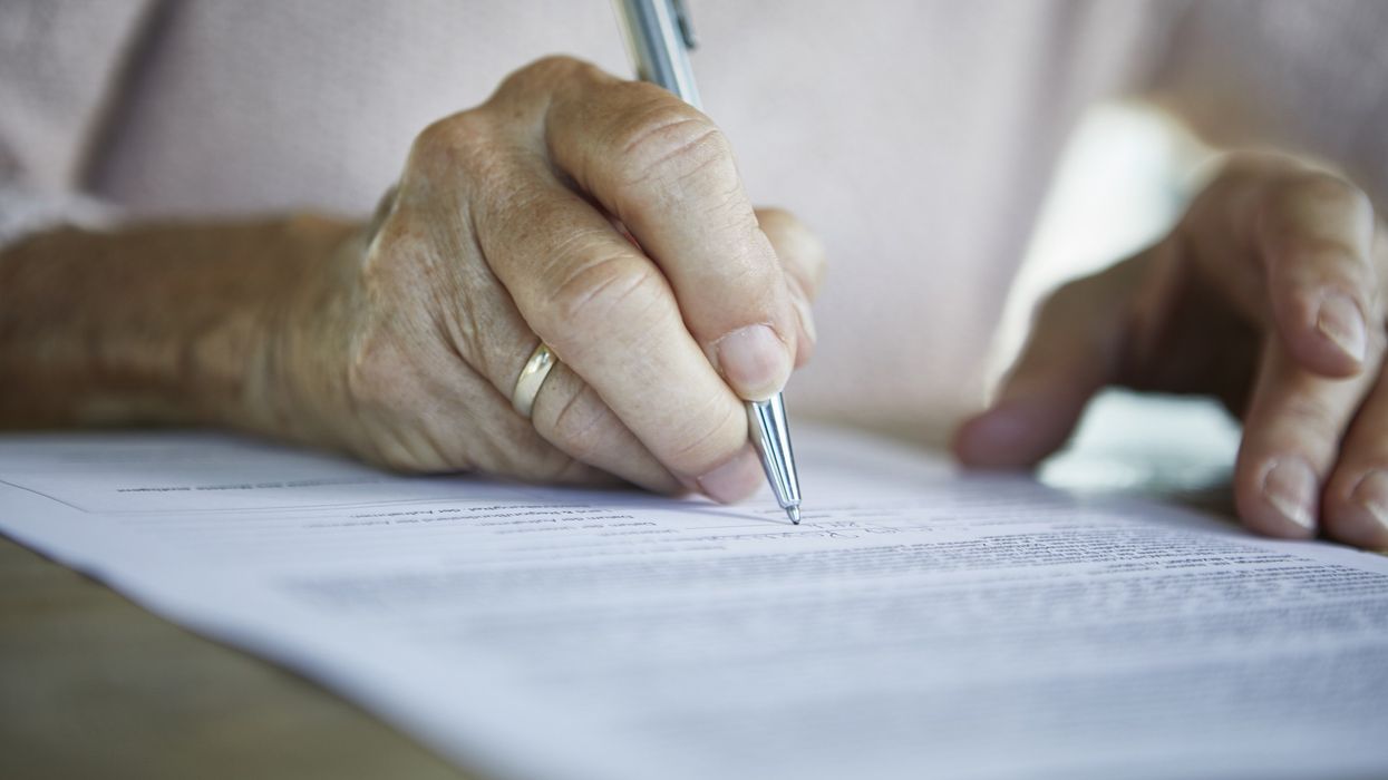 Woman writing a will