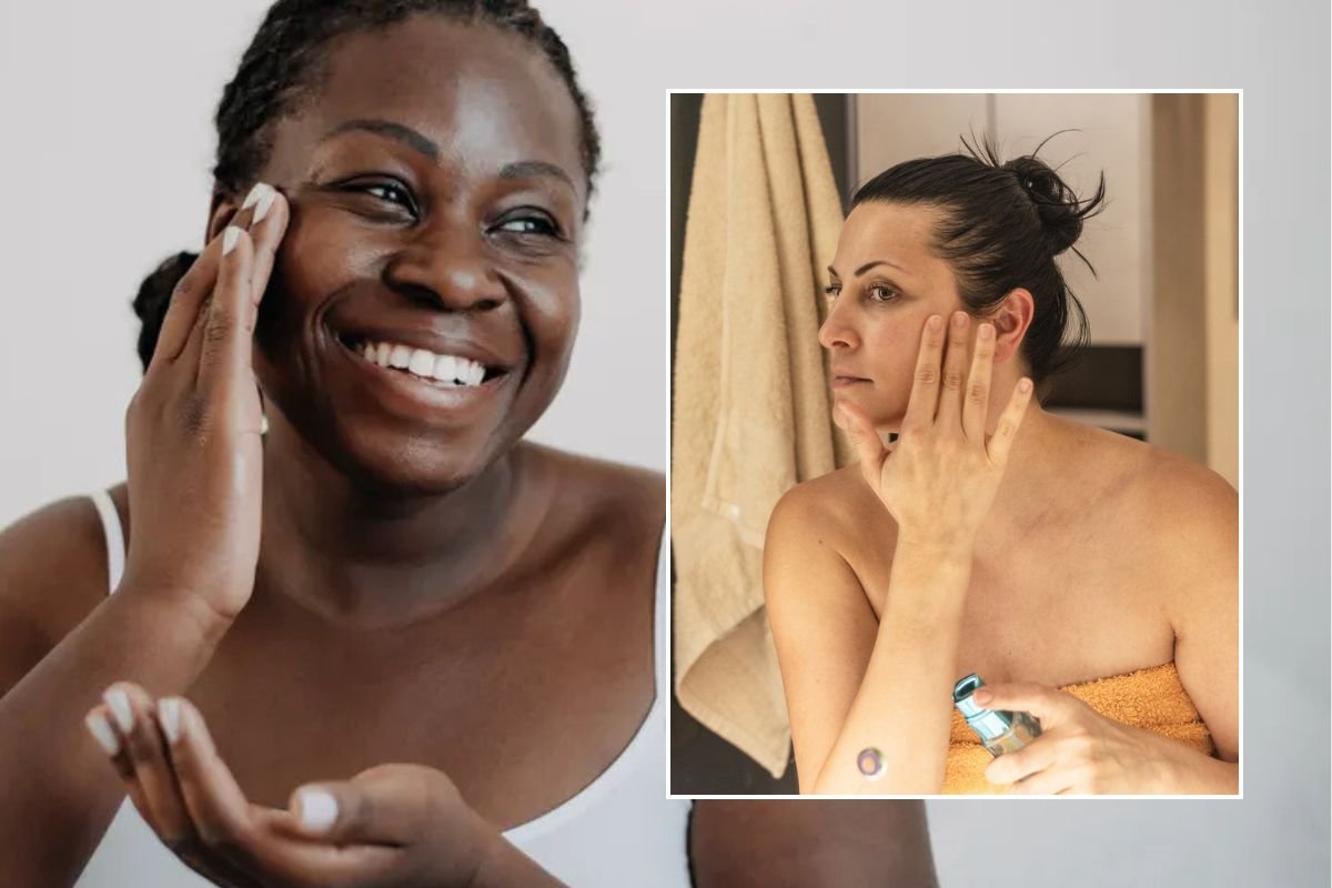 Women applying skin cream to their faces