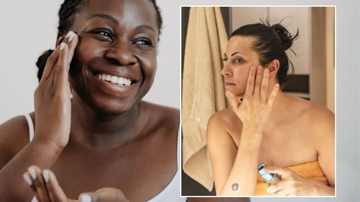 Women applying skin cream to their faces