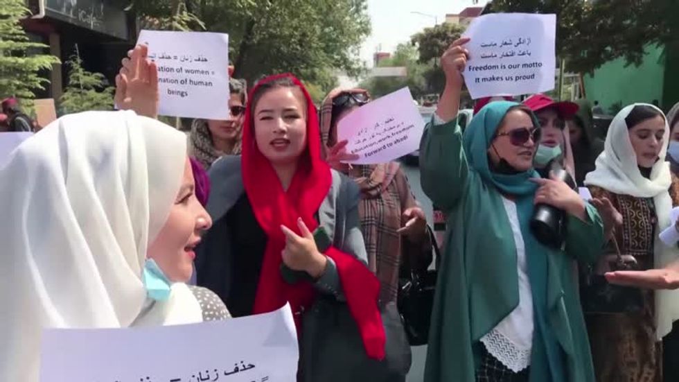 Women calling for female rights in Afghanistan