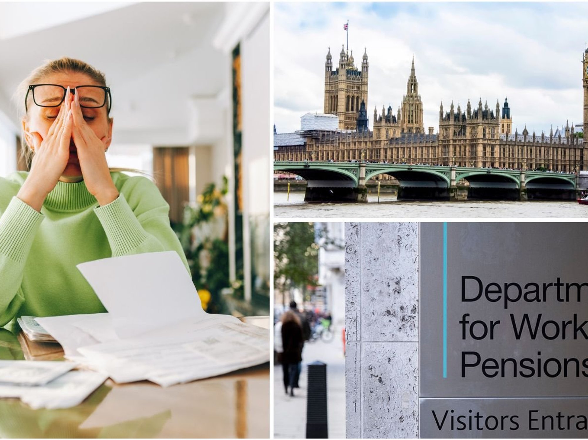 Womman stressed, Parliament and DWP sign