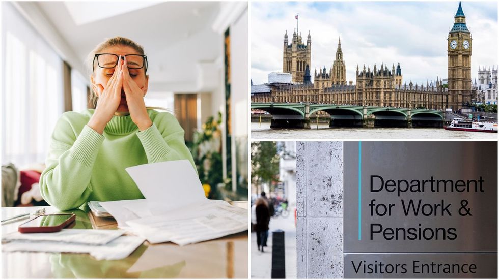 Womman stressed, Parliament and DWP sign