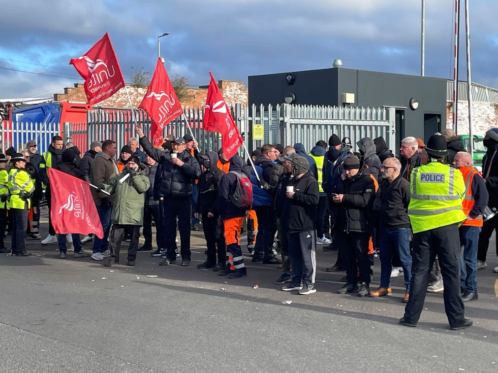 Workers striking
