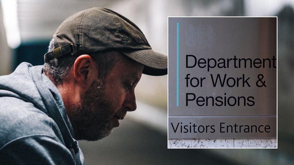 Working age man and DWP sign