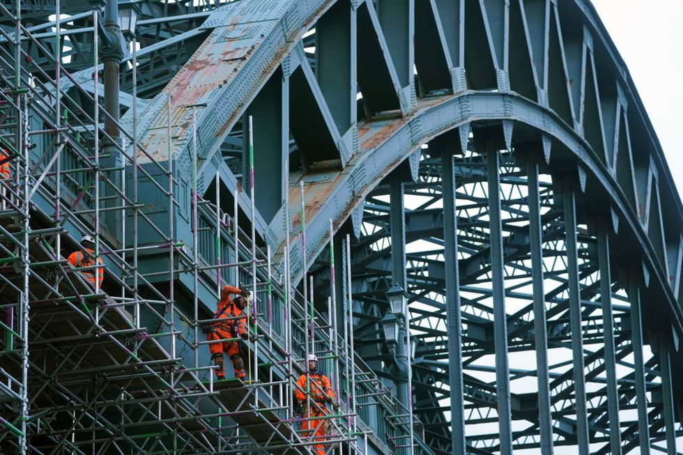 Workmen on Tyne Bridge
