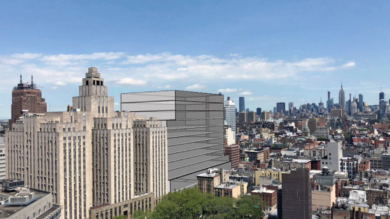 World's tallest mega-prison, in Chinatown, New York City (sketch)