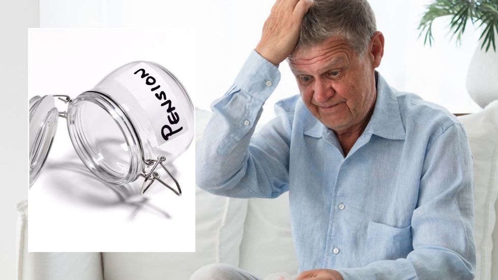 Worried man and empty pension pot