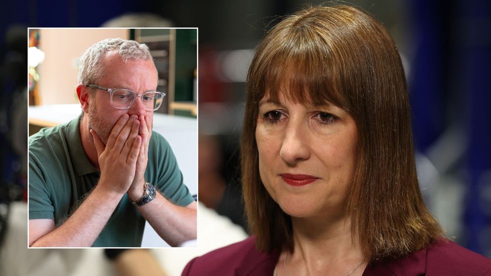 Worried man and Rachel Reeves