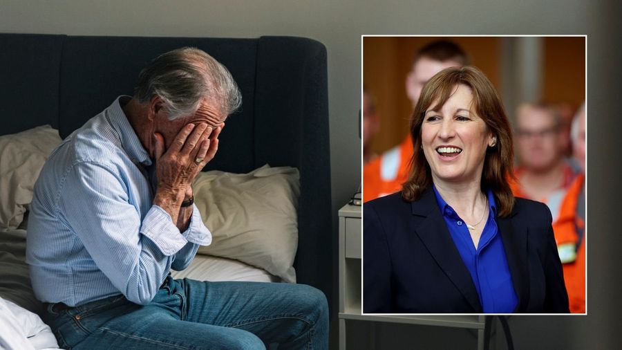 Worried man and Rachel Reeves