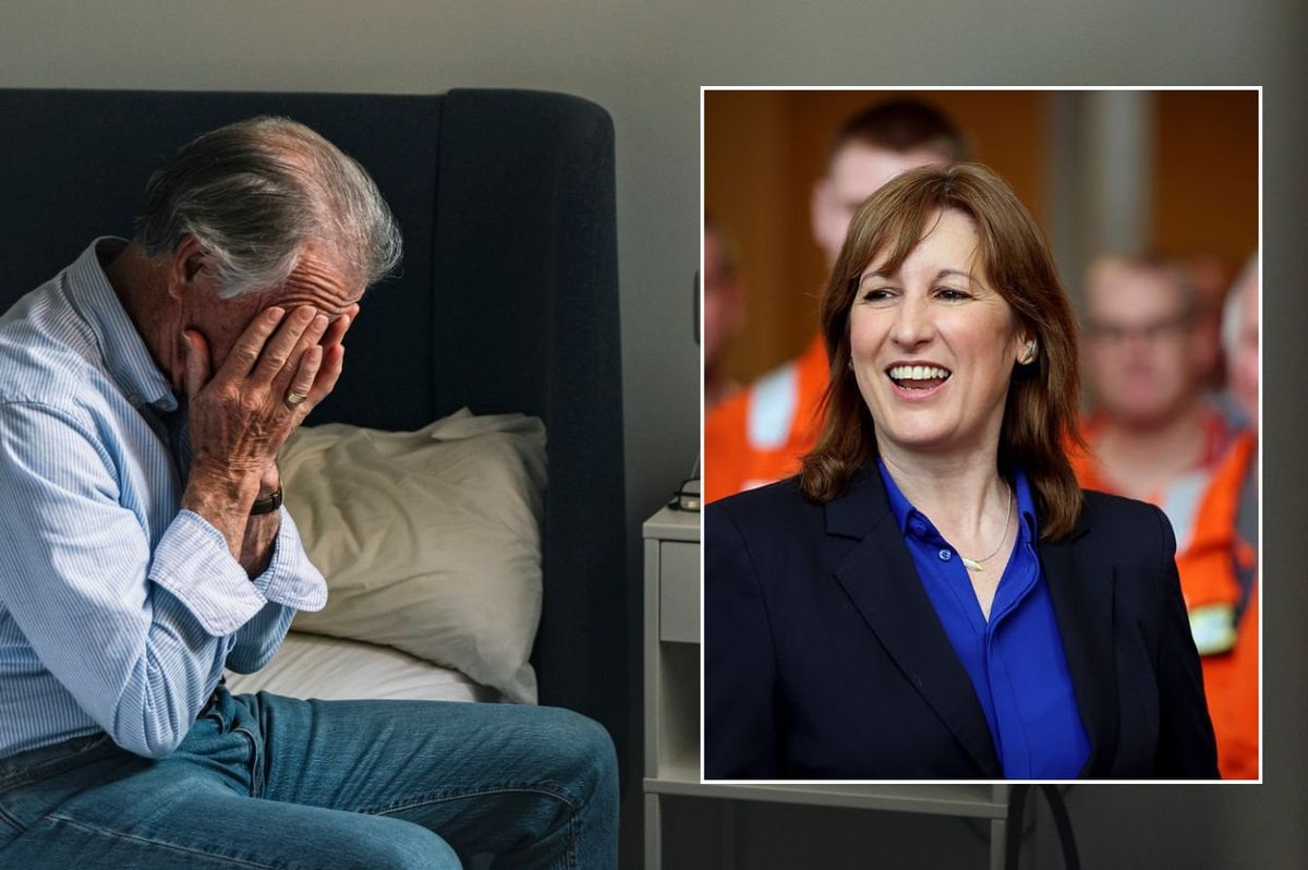 Worried man and Rachel Reeves