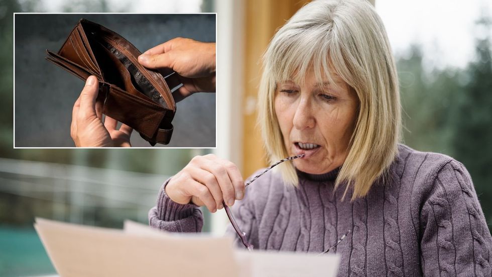 Worried pensioner and empty wallet
