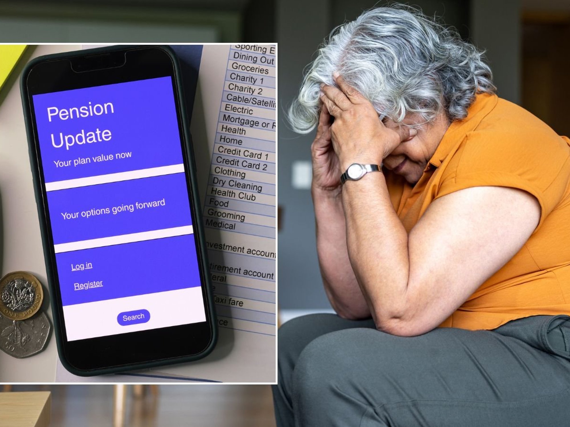 Worried pensioner and pension update on phone
