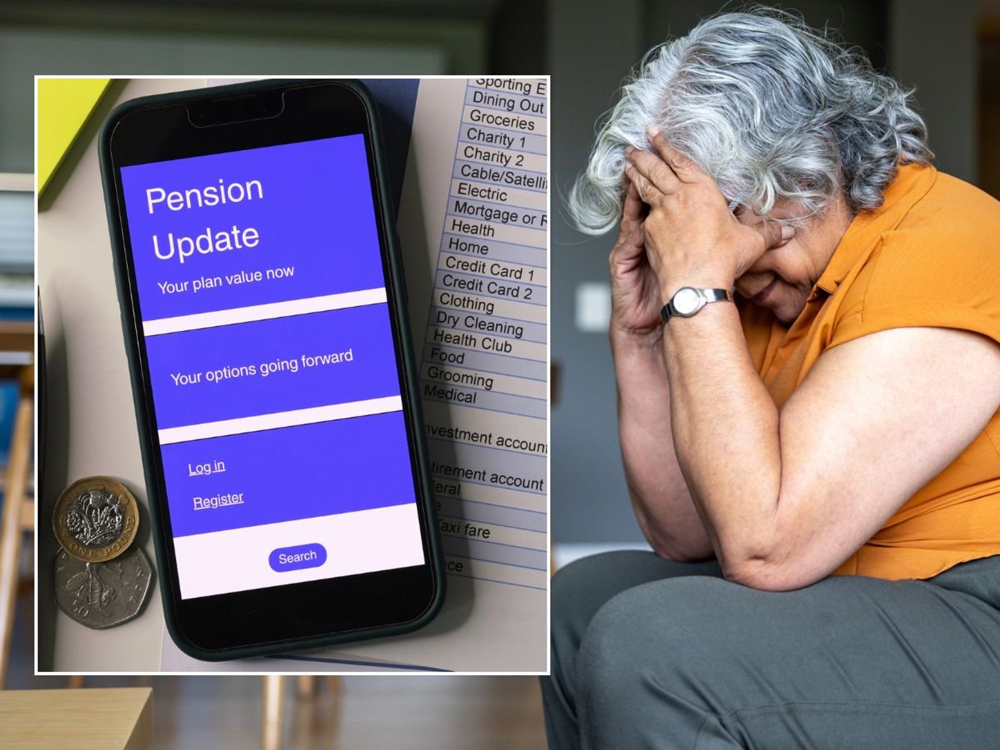Worried pensioner and pension update on phone