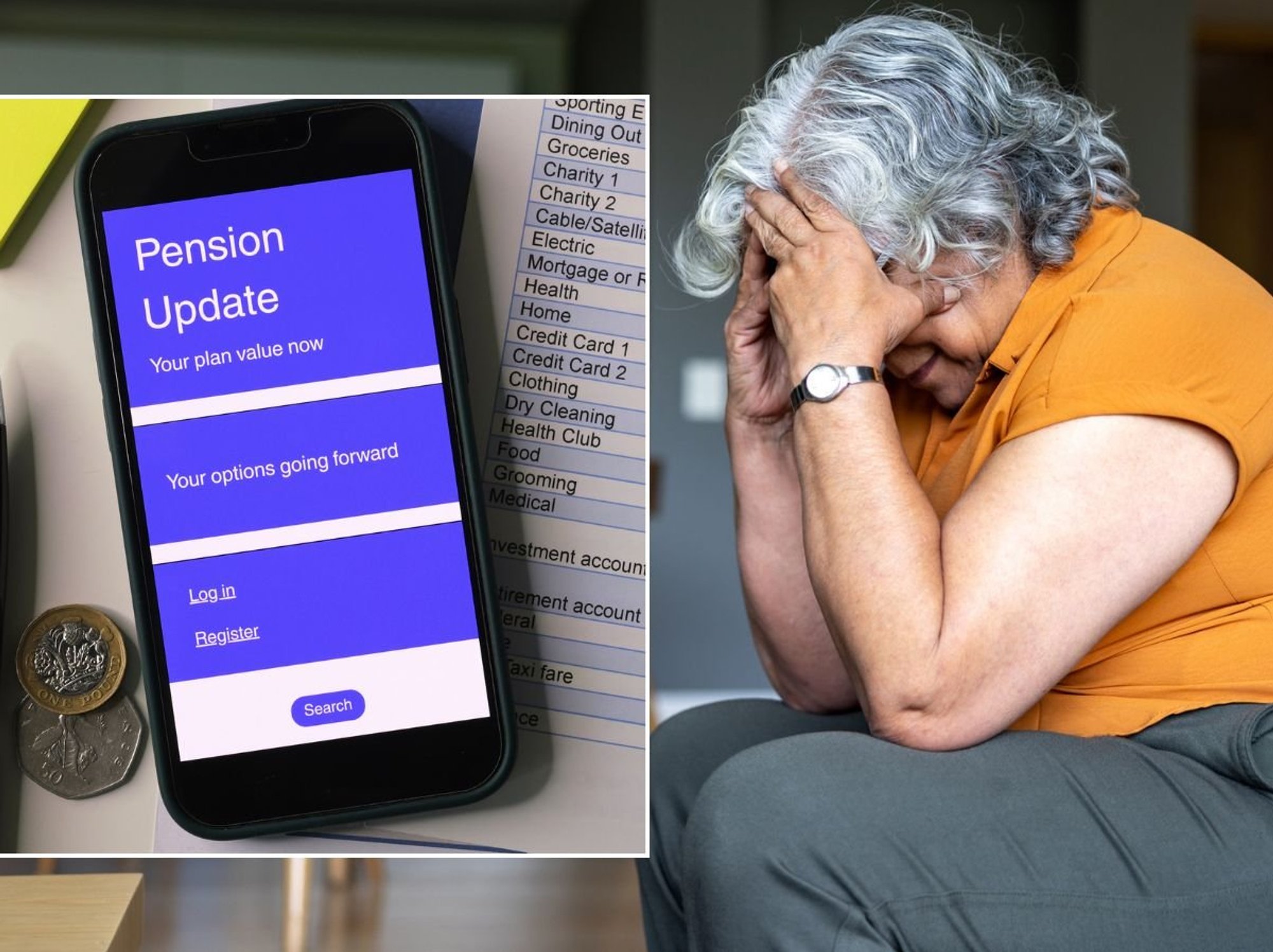 Worried pensioner and pension update on phone