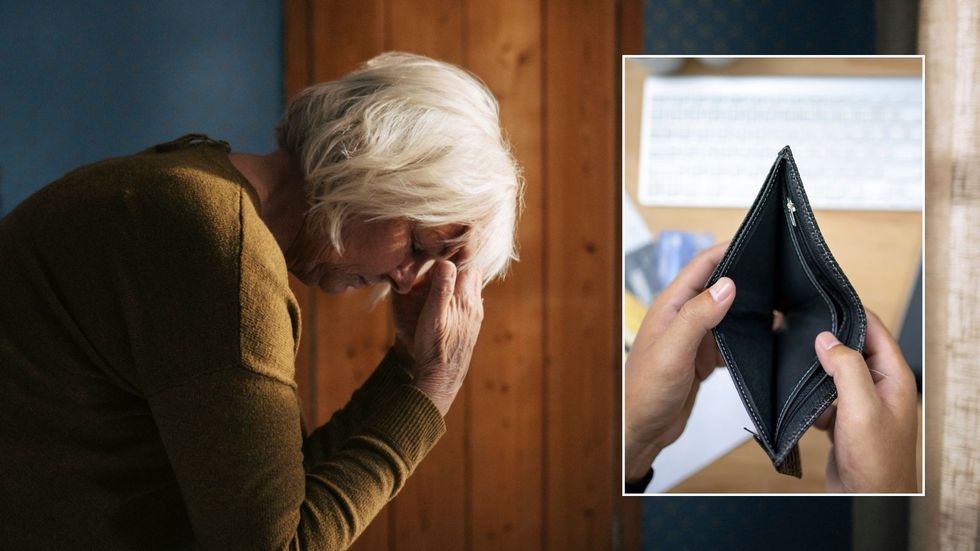 Worried woman and empty purse