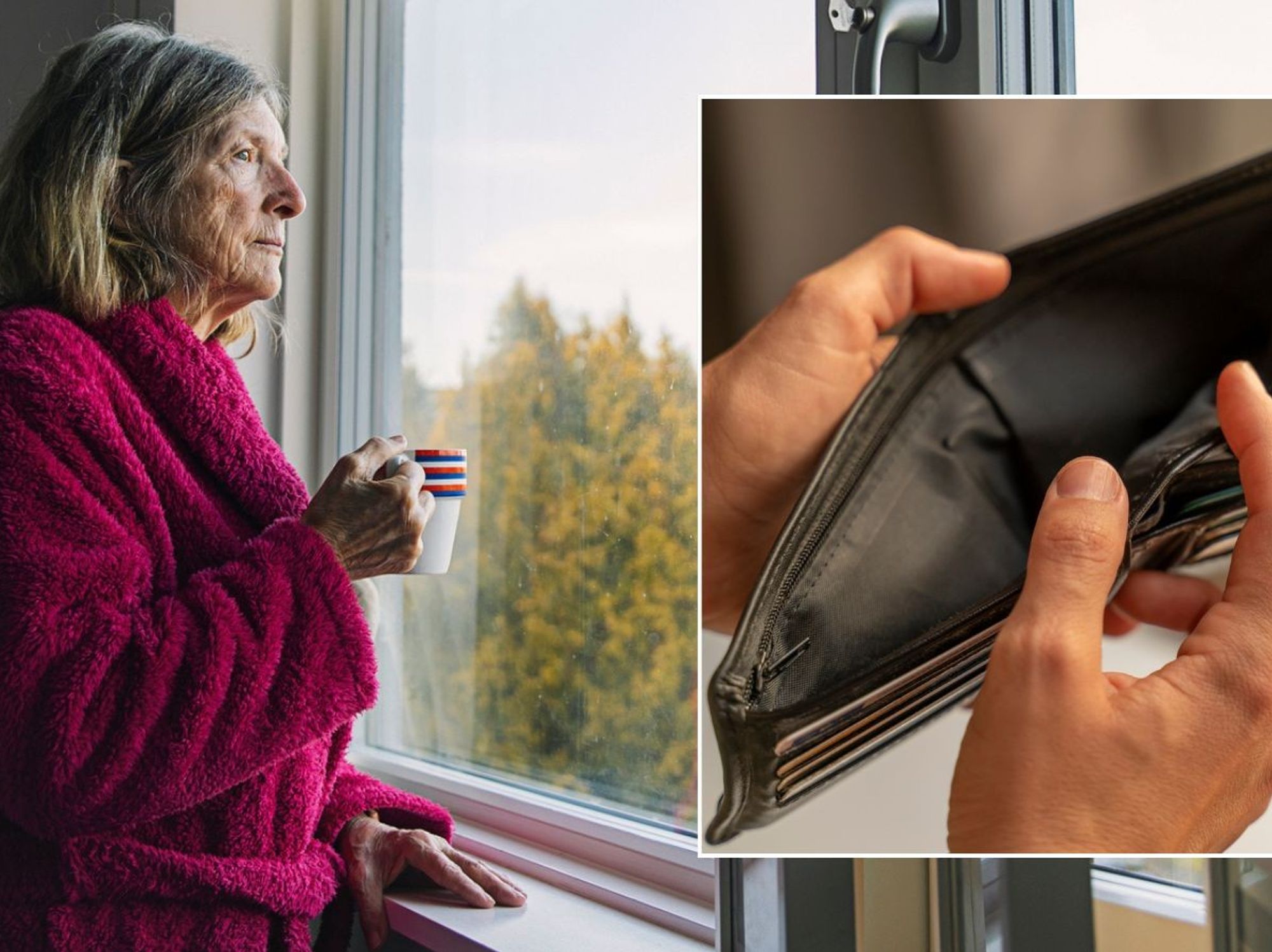 Worried woman and purse