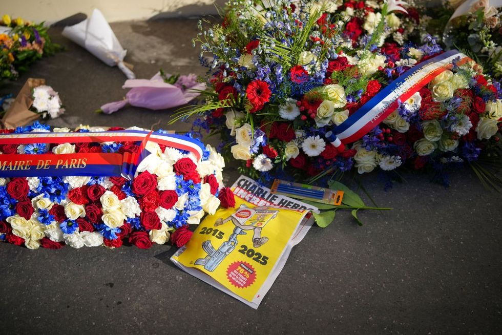 Wreaths laid for the ten year anniversary of the Charlie Hebdo massacre.