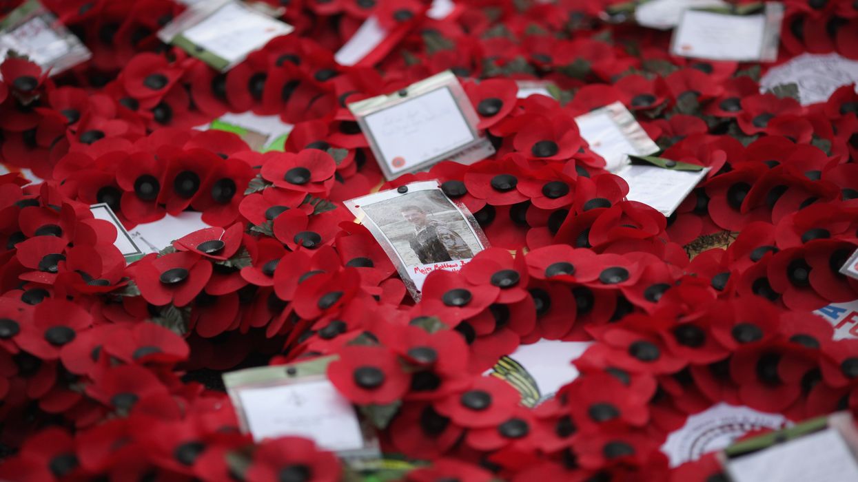 Wreaths lay at the foot of the Cenotaph after the Remembrance Day Sunday