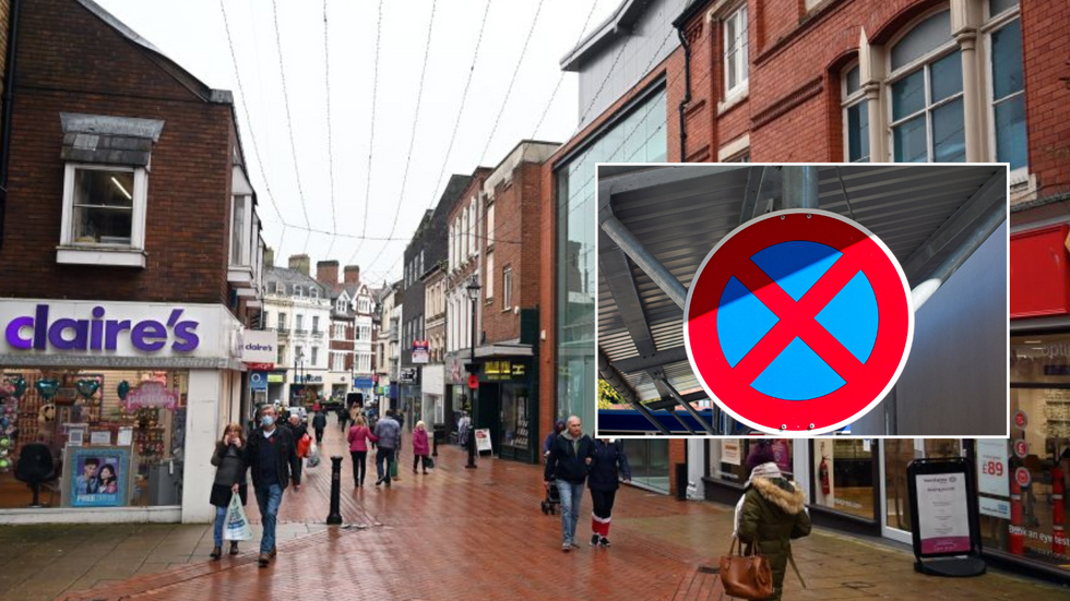 Wrexham high street and no stopping sign