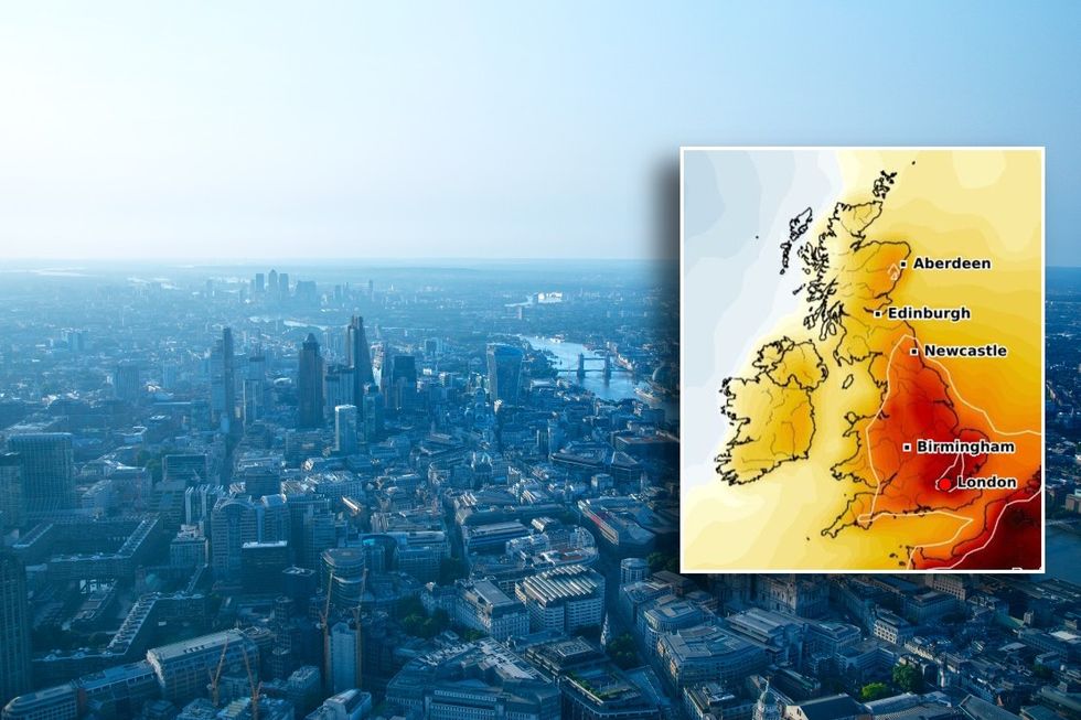 WX Charts map and London hot weather