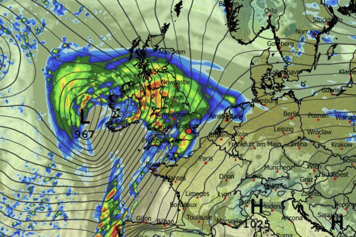 WX Charts map shows a storm hurtling towards Britain