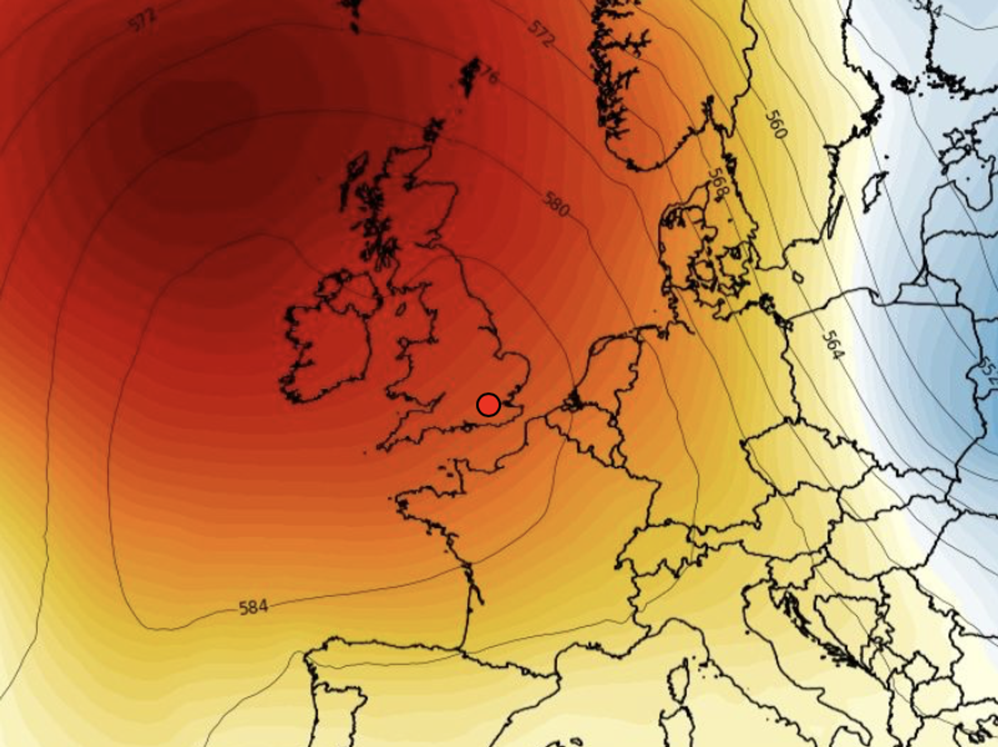 WX Charts map shows daytime temperatures rising
