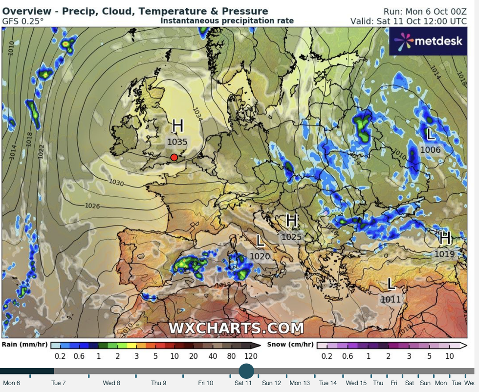 WX Charts map shows high pressure building up again over the UK
