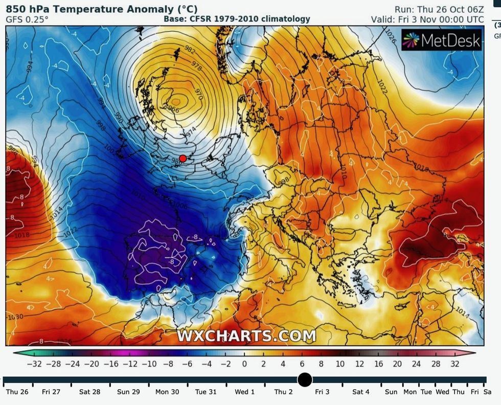WX Charts map sows Cold air will come down next week