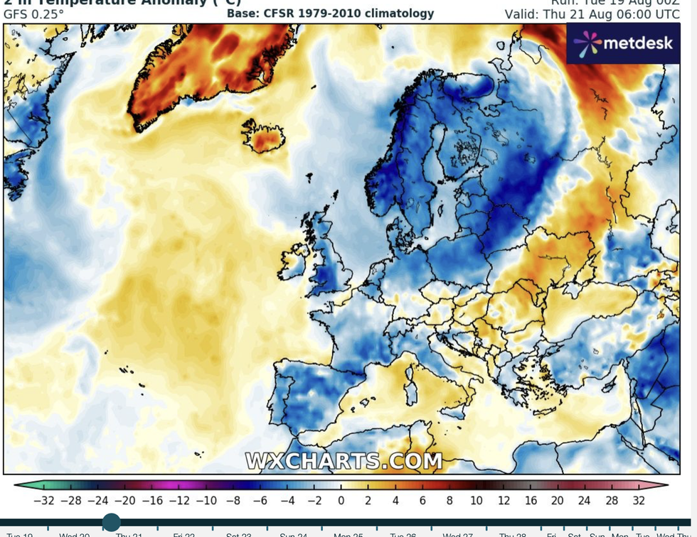WXCHARTS expect temperatures to dip in the coming weeks