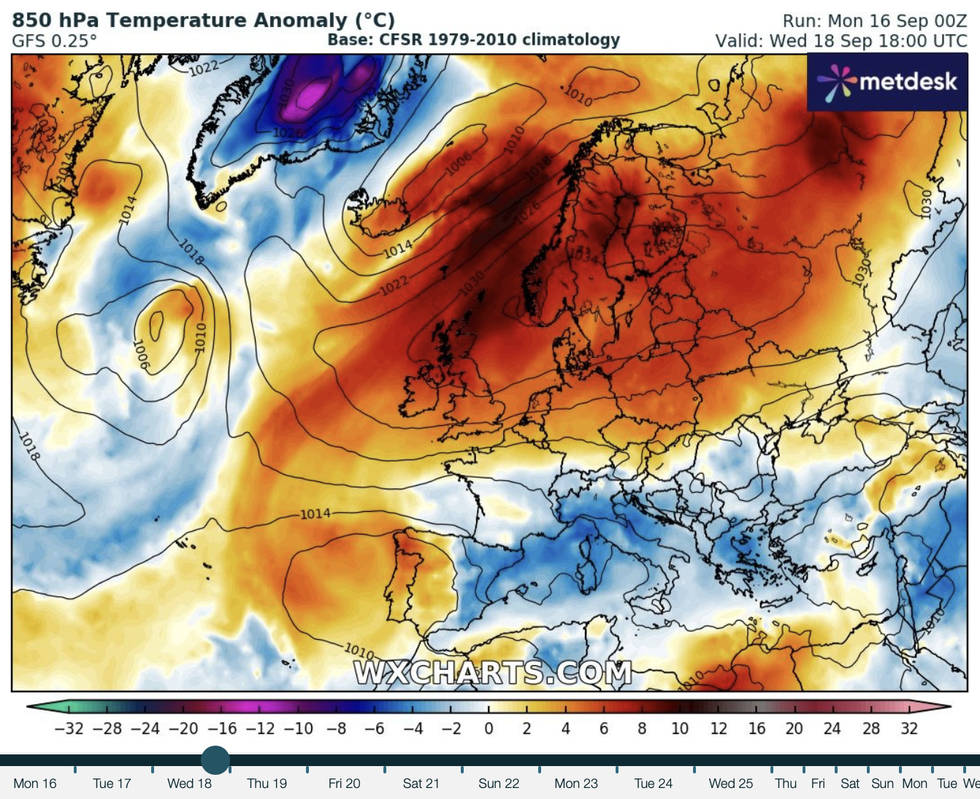 WXCHARTS has showed temperatures surging