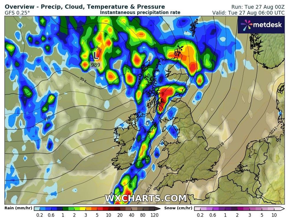 WXCHARTS is also predicting downpours later today