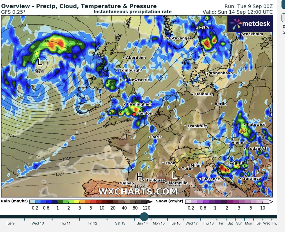 WXCharts is warning a storm could hit Britain very soon