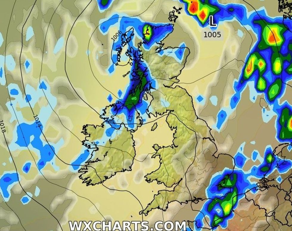 WXCHARTS shows some wetter conditions in the south east