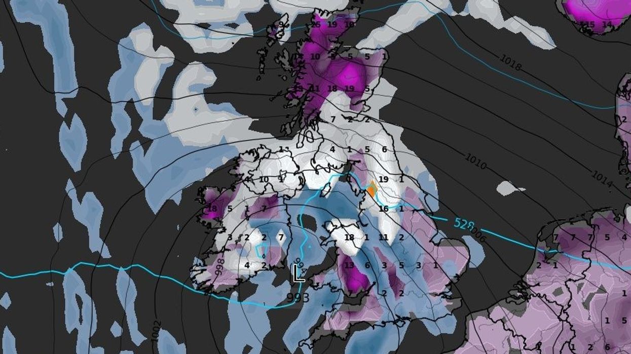 WXCHARTS' winter weather overview indicates snow could hit most of the UK