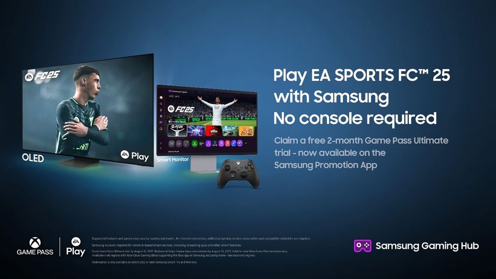 Xbox Game Pass shown on-screen Samsung Smart TV and monitor