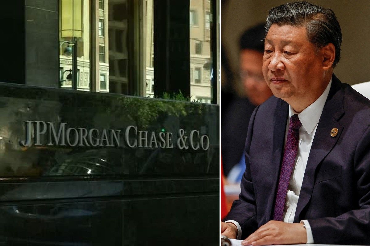 Xi Jinping and JPMorgan building in New York
