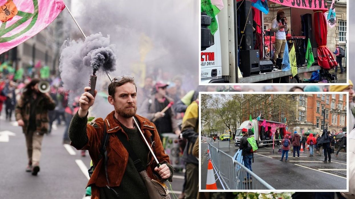 XR diesel lorry and activists in London