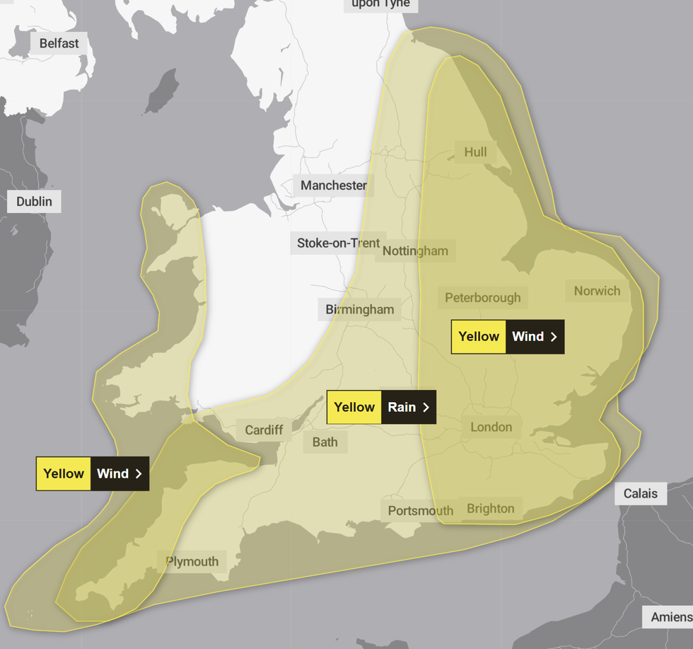 Yellow weather warning map