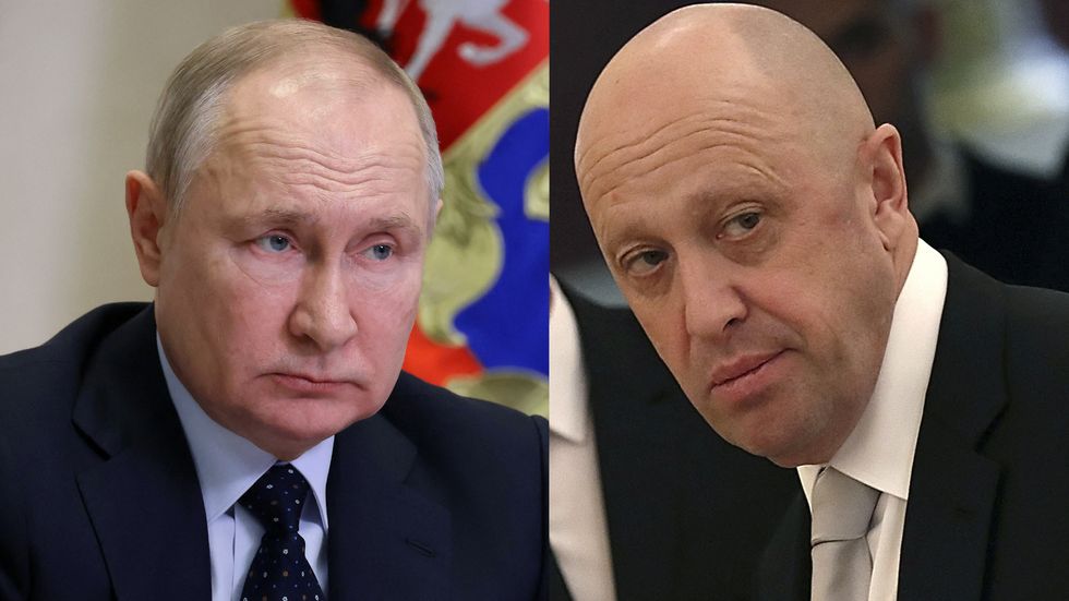 Yevgeny Prigozhin (right) continues to risk the wrath of Vladimir Putin with his outspoken remarks about the Russian army