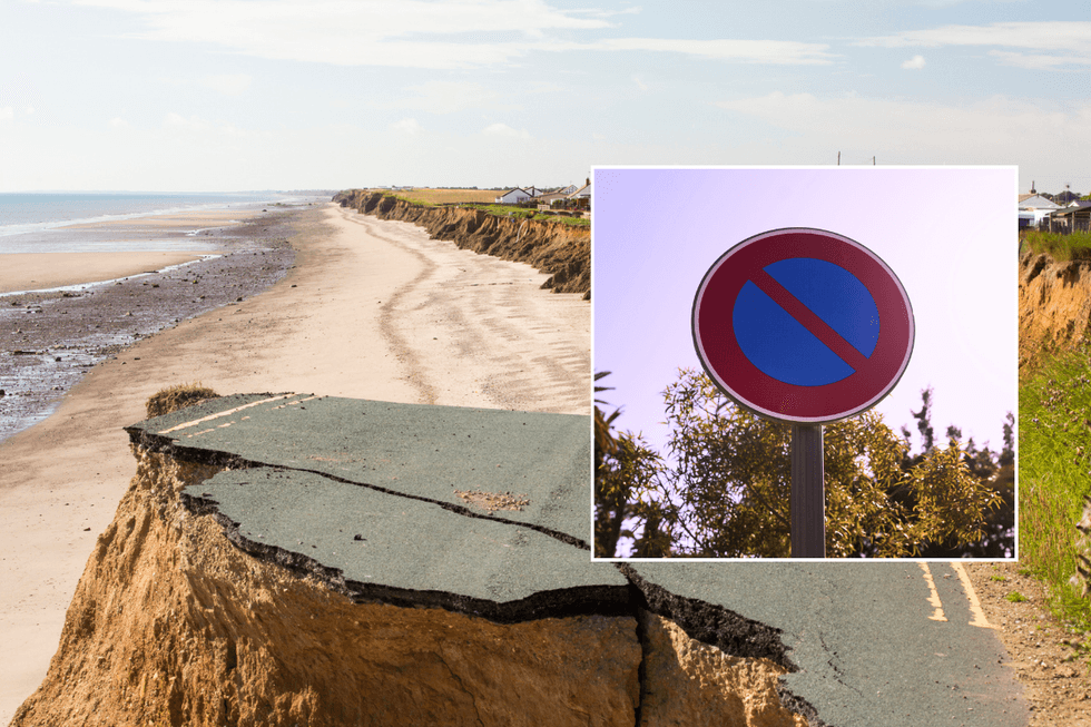 Yorkshire coast and no parking sign